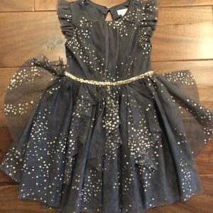 Grey with Gold Tulle Dress